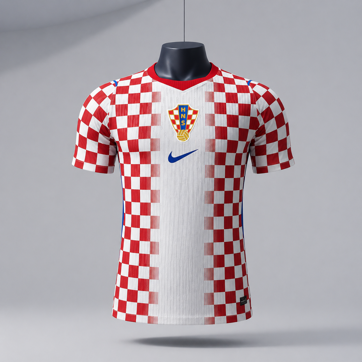 Croatia Style Checkered Soccer Jersey – White/Red